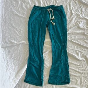 Teal linen tie pants Roxy